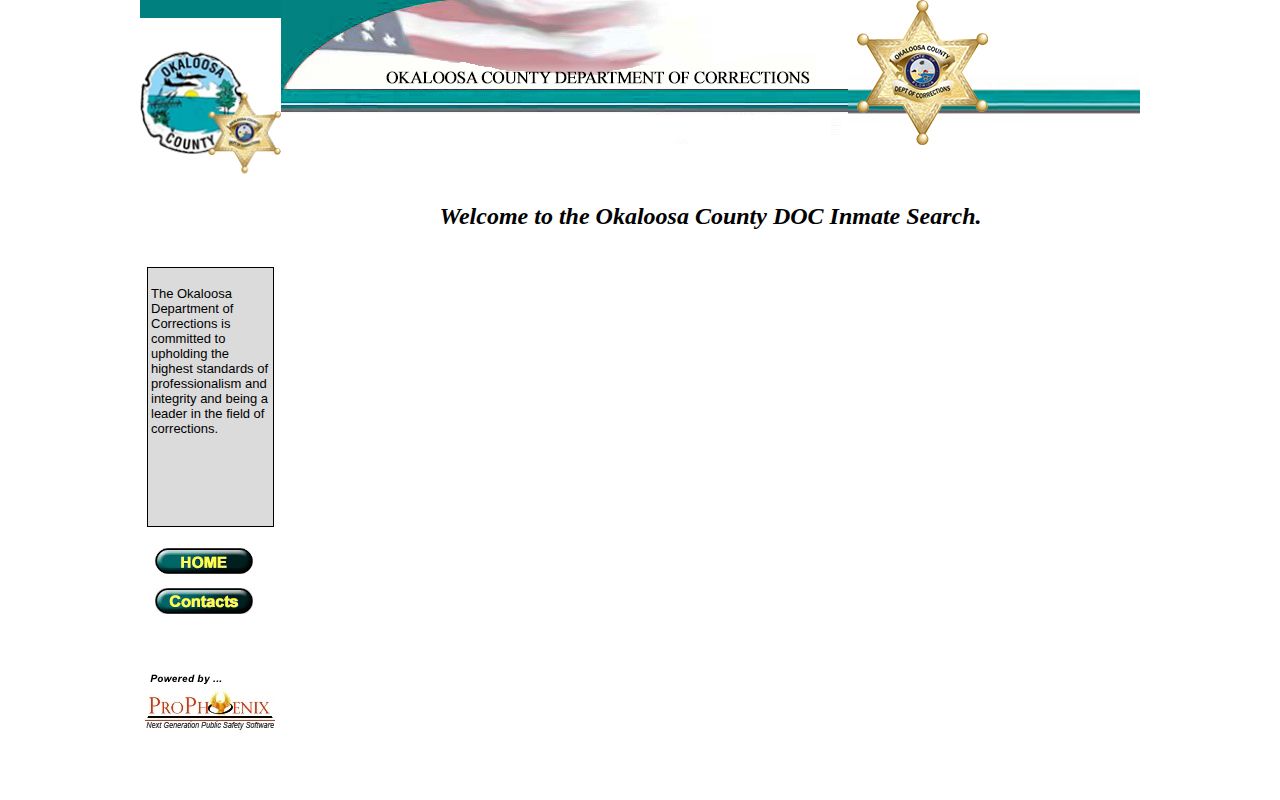 Okaloosa County current inmate roster and booking record search